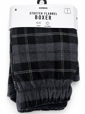 Express Men's Stretch Flannel Boxer - Black & Gray Plaid